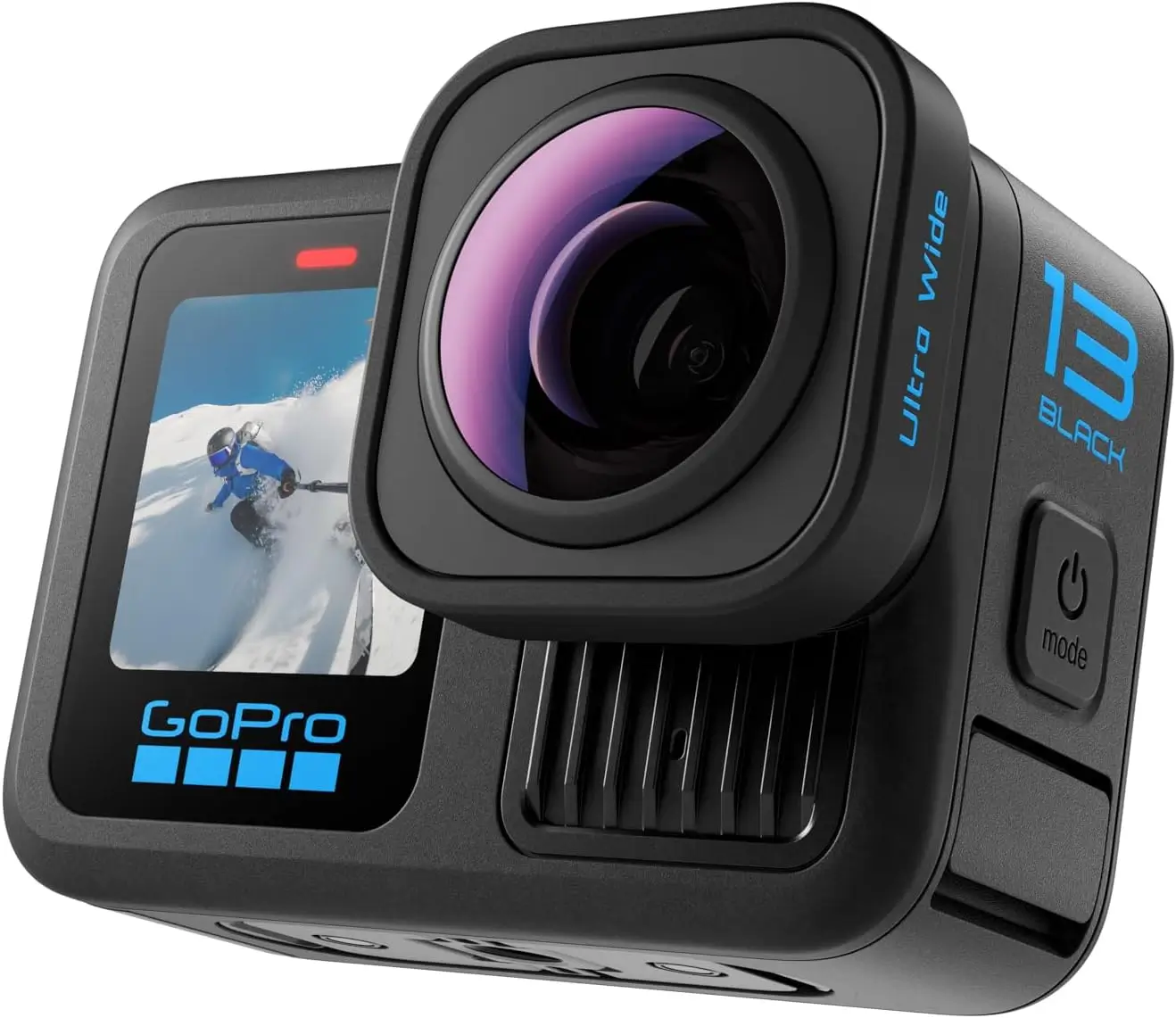 GoPro HERO13 Black Ultra Wide Edition action camera capturing a panoramic landscape view