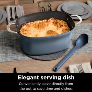 A close-up of the Ninja multi-cooker searing vegetables directly in its nonstick pot.