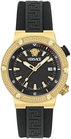 Versace Greca Logo Diver Watch showcasing luxury design and a bracelet band.