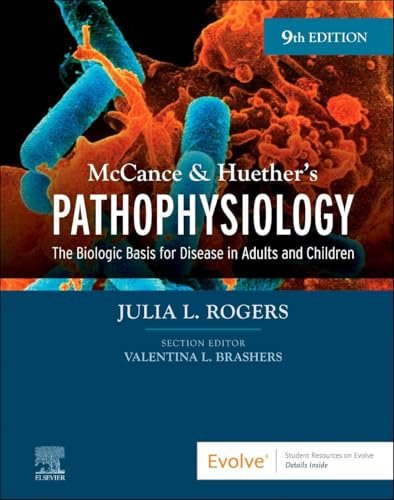 Front cover of the 9th Edition of McCance and Huether's Pathophysiology textbook showing the title and edition.