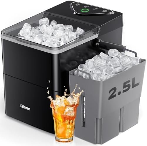 Alt Text for image 1: The Silonn Countertop Ice Maker with its expanding ice basket in use